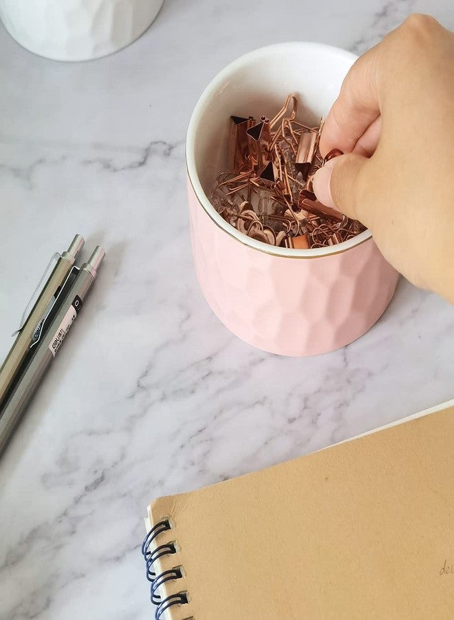 CROWNOS Paper Clip Holder, Ceramic Paperclip Holders, Paper Clip Organizer for Desk, Cute Paper Clip Dispenser, Pink - Image 4